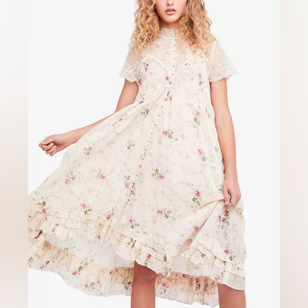 Free People Decadent Foral-Print Midi Dress